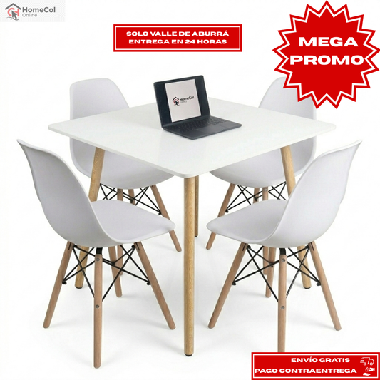 OFERTA ESPECIAL "MEDELLIN": Comedor Nórdico Eames 4 puestos